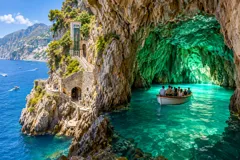 AI illustration inspired by Emerald Grotto (Grotta dello Smeraldo), Amalfi Coast