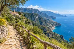 AI illustration inspired by Path of the Gods — Bomerano trailhead, Amalfi Coast