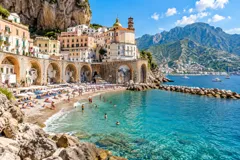 AI illustration inspired by Atrani Beach, Amalfi Coast