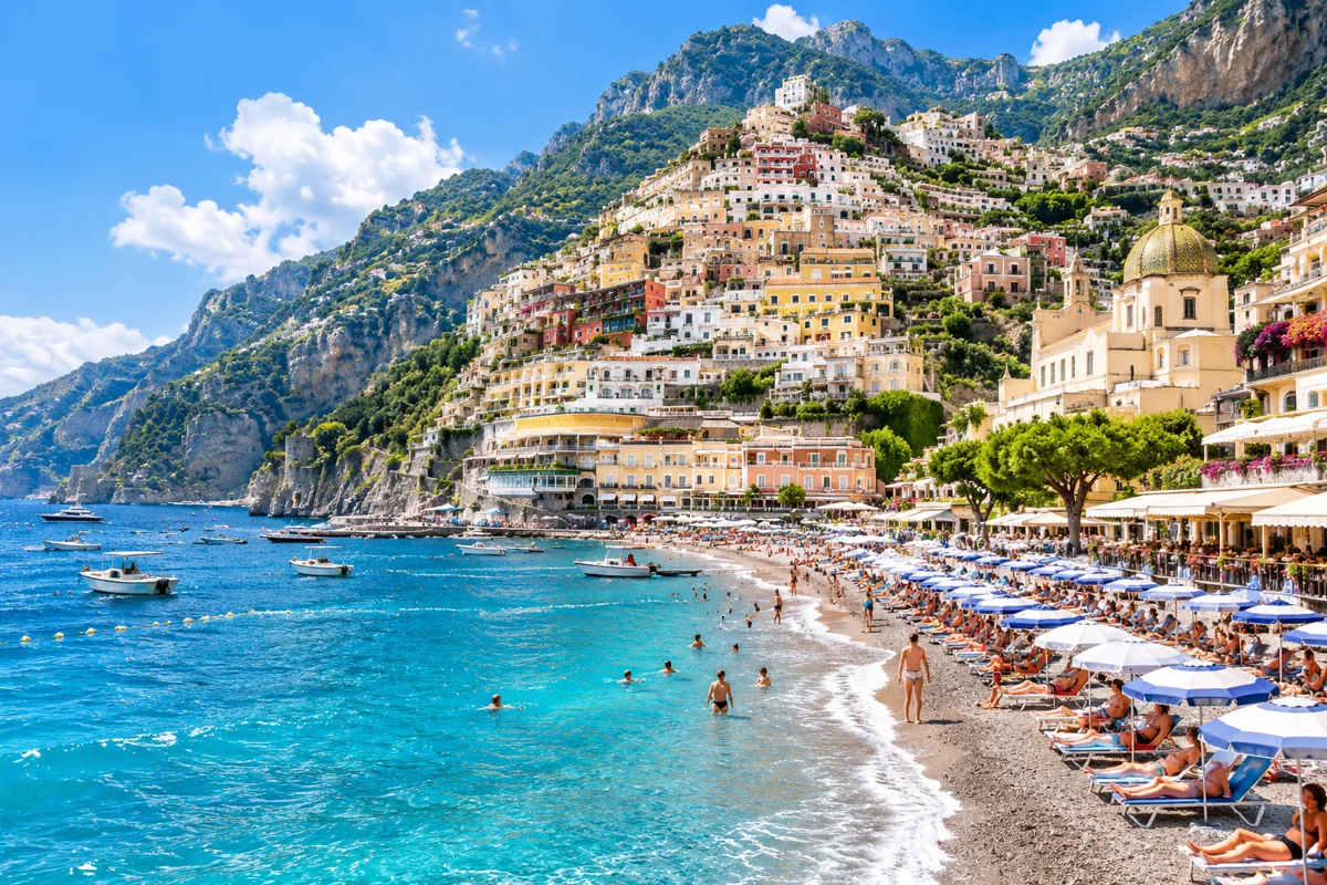 AI illustration inspired by Spiaggia Grande, Amalfi Coast
