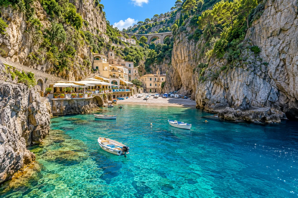 AI illustration inspired by Marina di Praia, Amalfi Coast