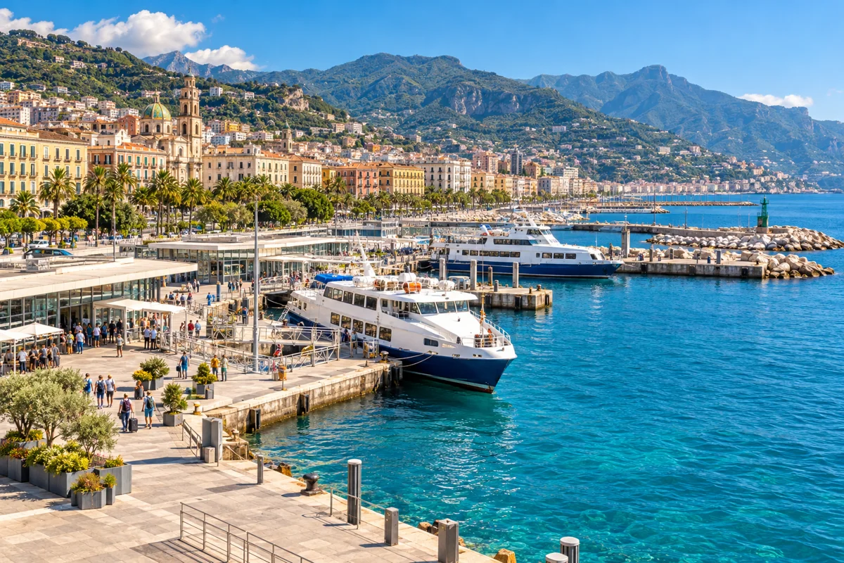 AI illustration inspired by Salerno ferry terminal, Amalfi Coast