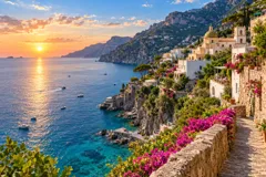 AI illustration inspired by Praiano, Amalfi Coast