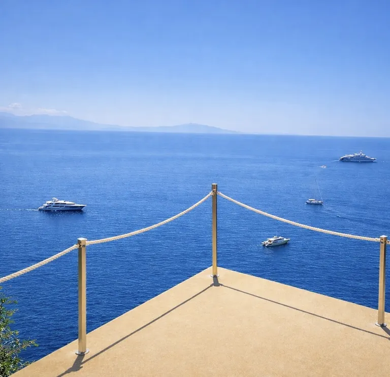 Panoramic sea view from Villa Mansi terrace overlooking the Amalfi Coast Mediterranean waters
